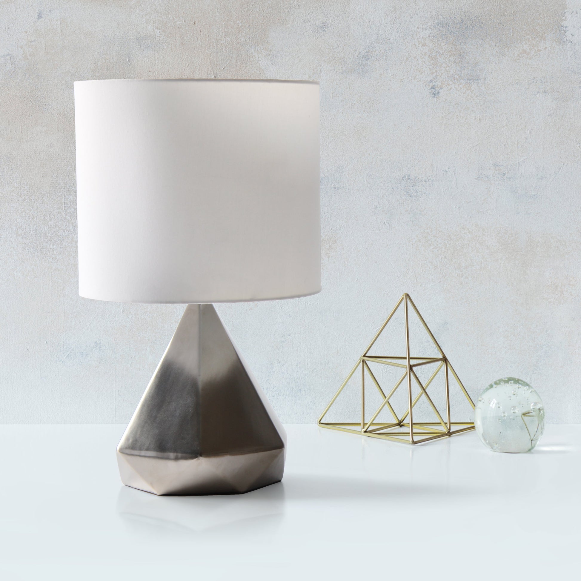 All The Rages Simple Designs Silver Pyramid Table Lamp