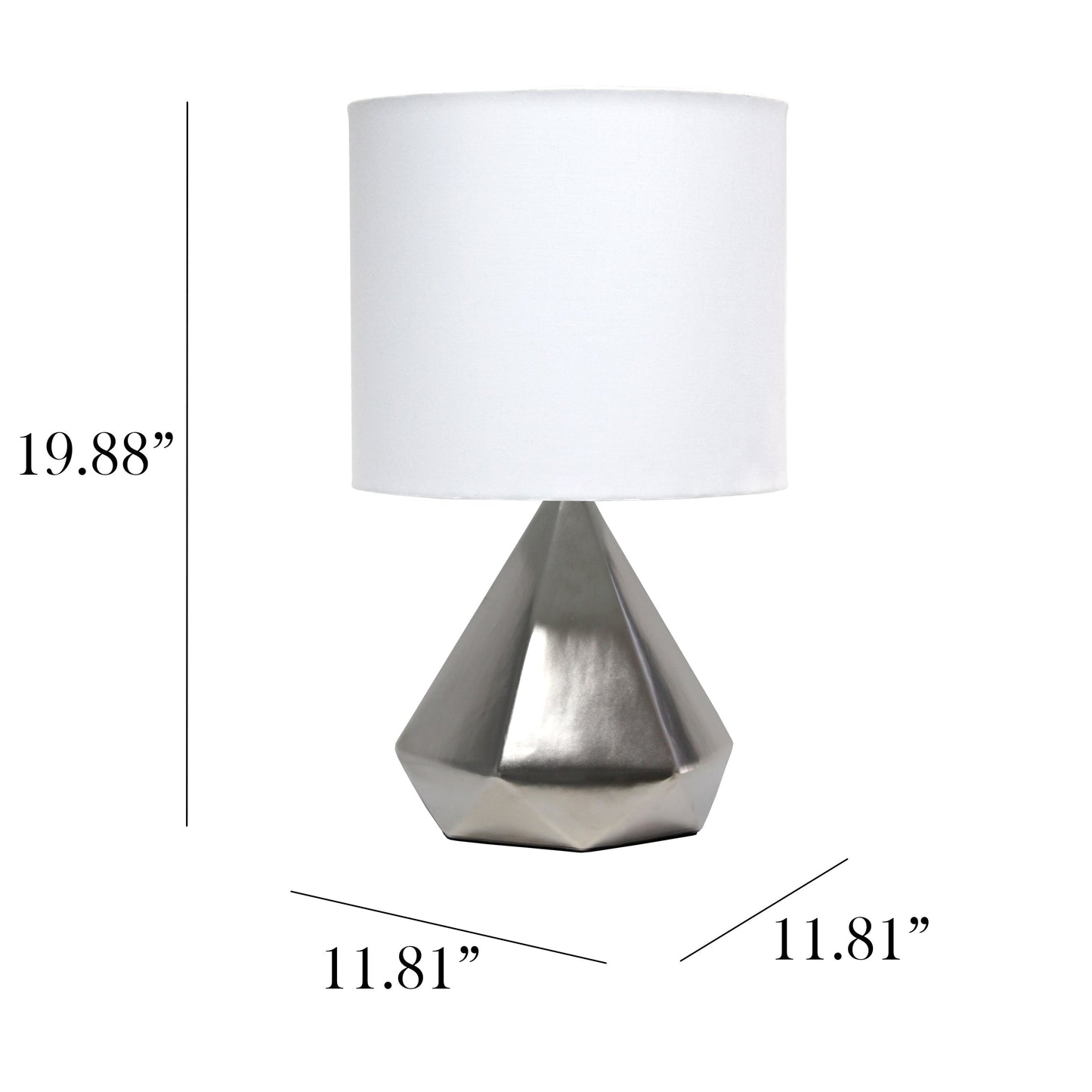 All The Rages Simple Designs Silver Pyramid Table Lamp