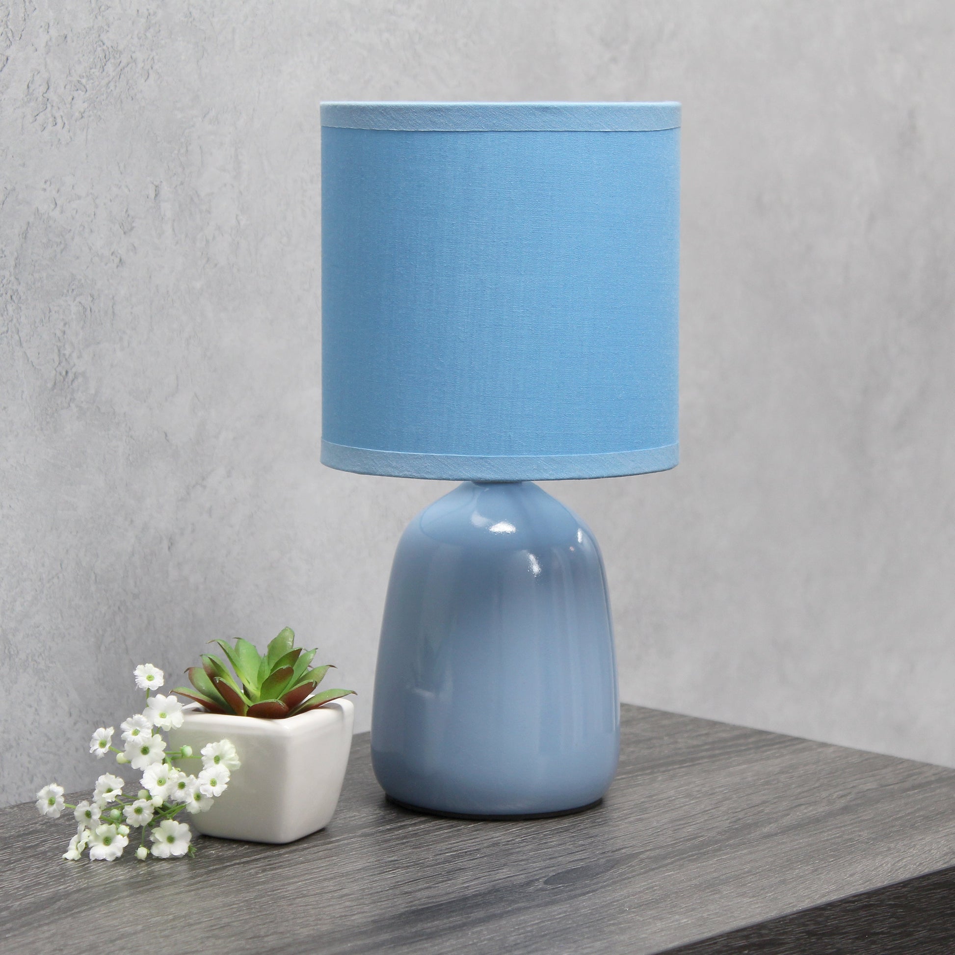 All The Rages Simple Designs Sky Blue 10" Ceramic Table Lamp With Matching Fabric Shade