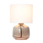 All The Rages Simple Designs Smoke Glass Table Lamp With Gray Fabric Shade