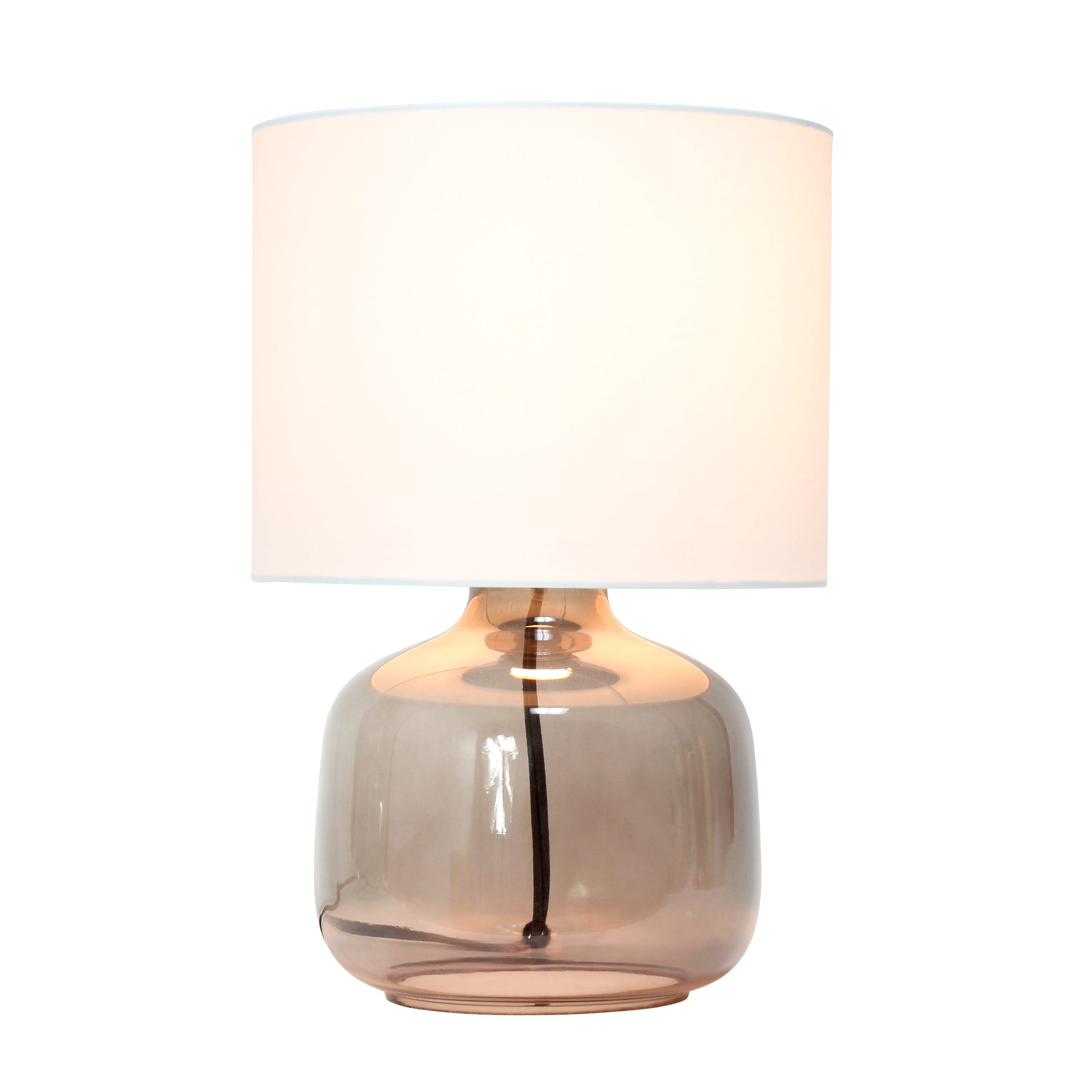 All The Rages Simple Designs Smoke Glass Table Lamp With Gray Fabric Shade