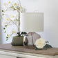 All The Rages Simple Designs Smoke Glass Table Lamp With Gray Fabric Shade