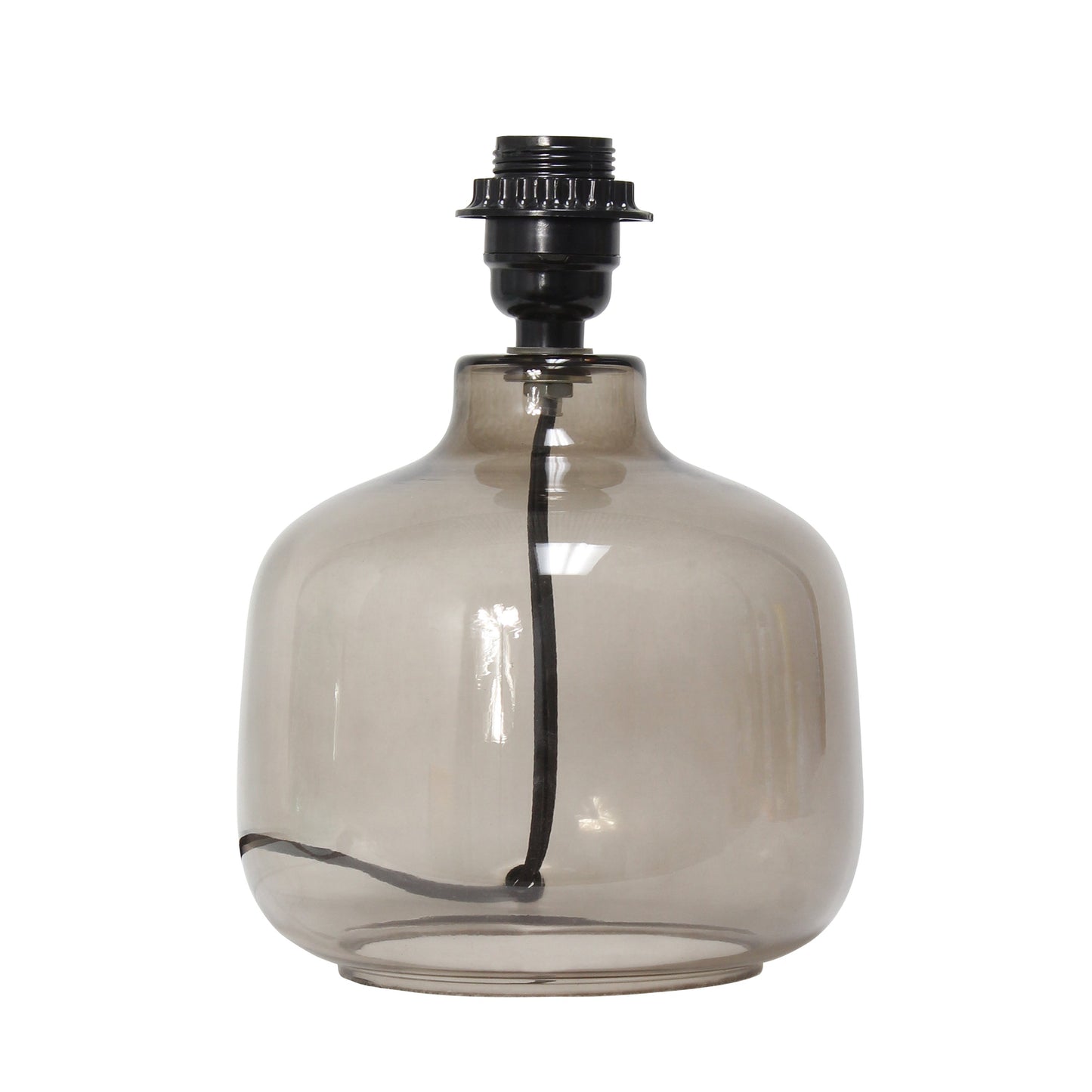 All The Rages Simple Designs Smoke Glass Table Lamp With Gray Fabric Shade