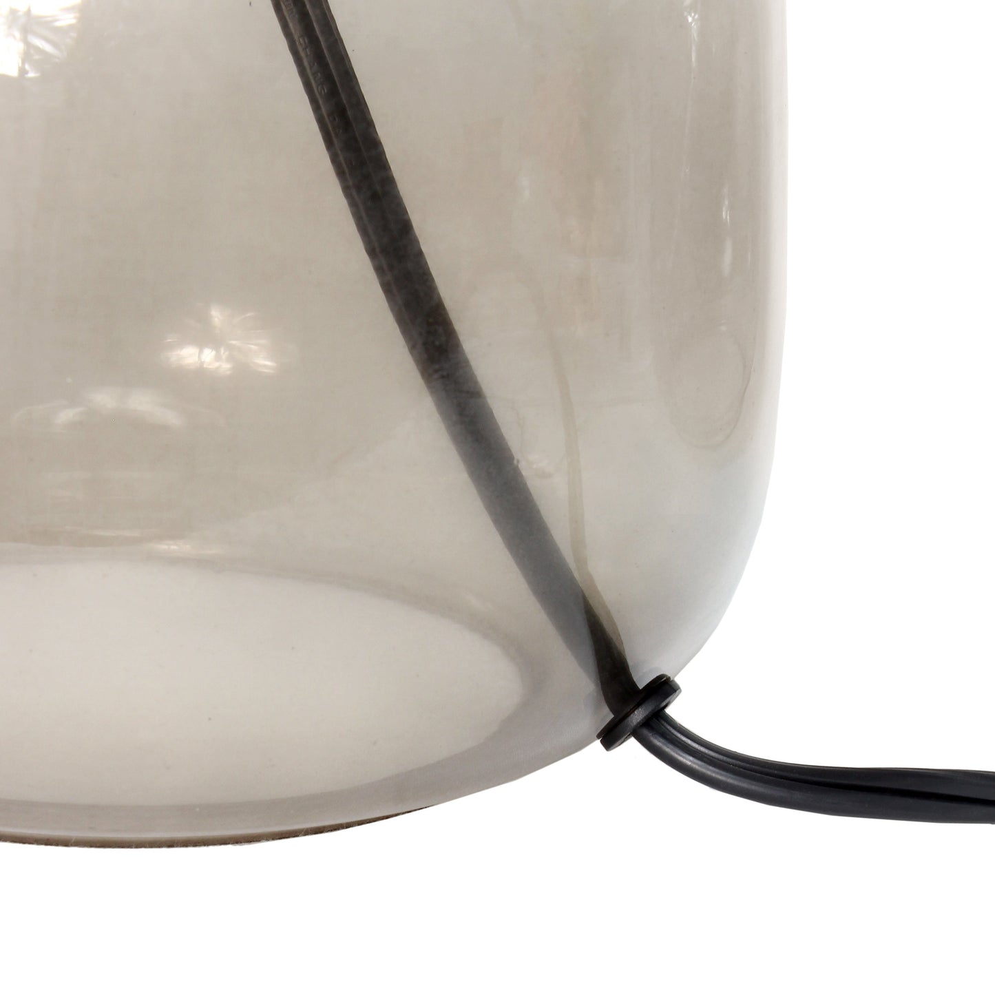 All The Rages Simple Designs Smoke Glass Table Lamp With Gray Fabric Shade