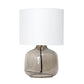 All The Rages Simple Designs Smoke Glass Table Lamp With Gray Fabric Shade
