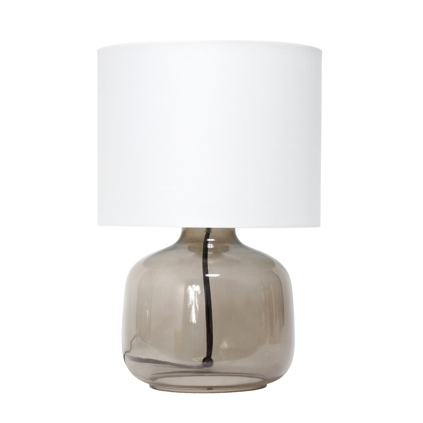 All The Rages Simple Designs Smoke Glass Table Lamp With Gray Fabric Shade