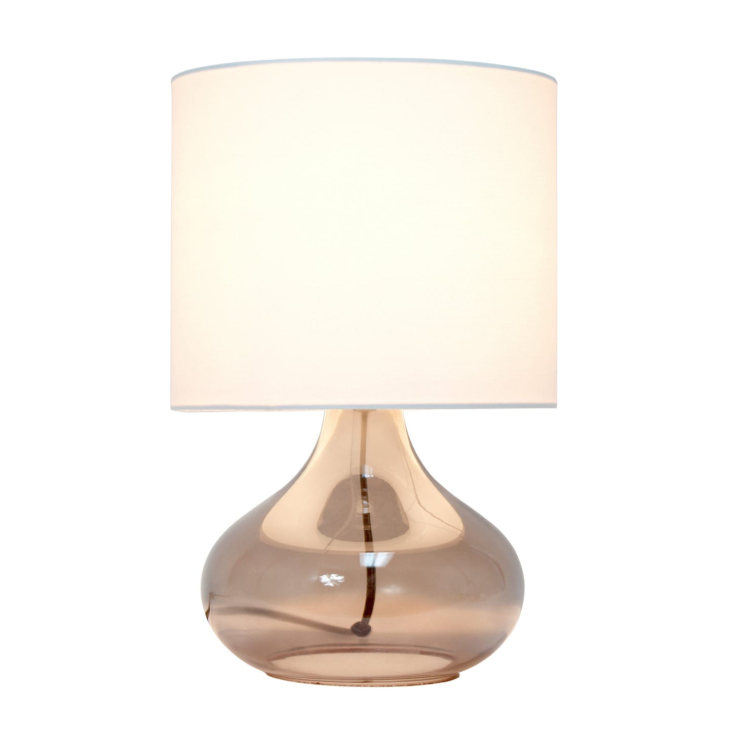 All The Rages Simple Designs Smoke Gray Glass Raindrop Table Lamp With White Fabric Shade