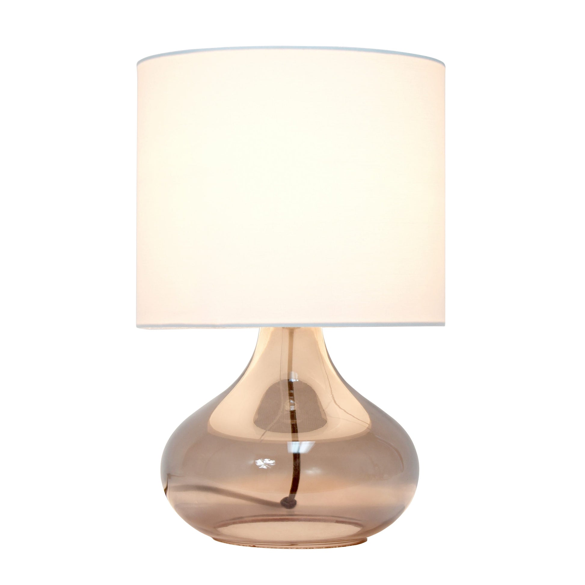 All The Rages Simple Designs Smoke Gray Glass Raindrop Table Lamp With White Fabric Shade