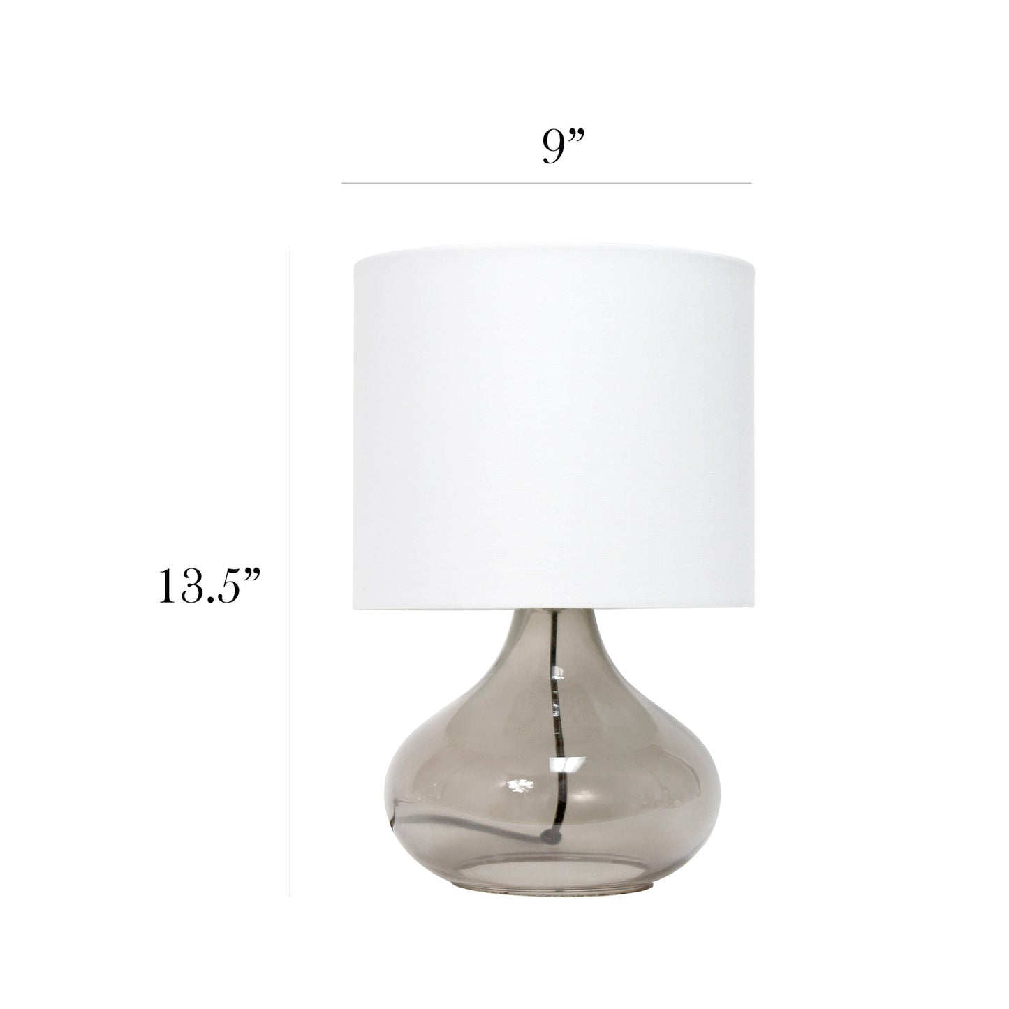 All The Rages Simple Designs Smoke Gray Glass Raindrop Table Lamp With White Fabric Shade
