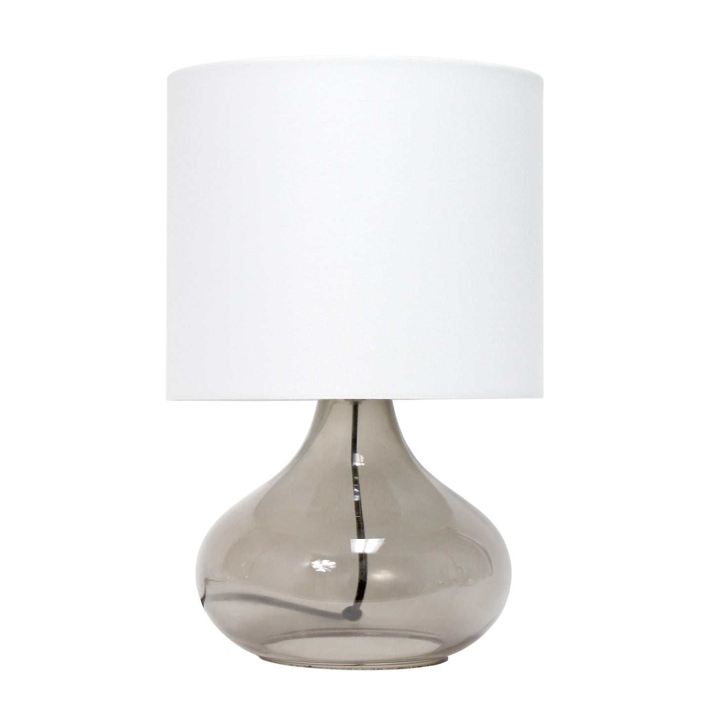 All The Rages Simple Designs Smoke Gray Glass Raindrop Table Lamp With White Fabric Shade