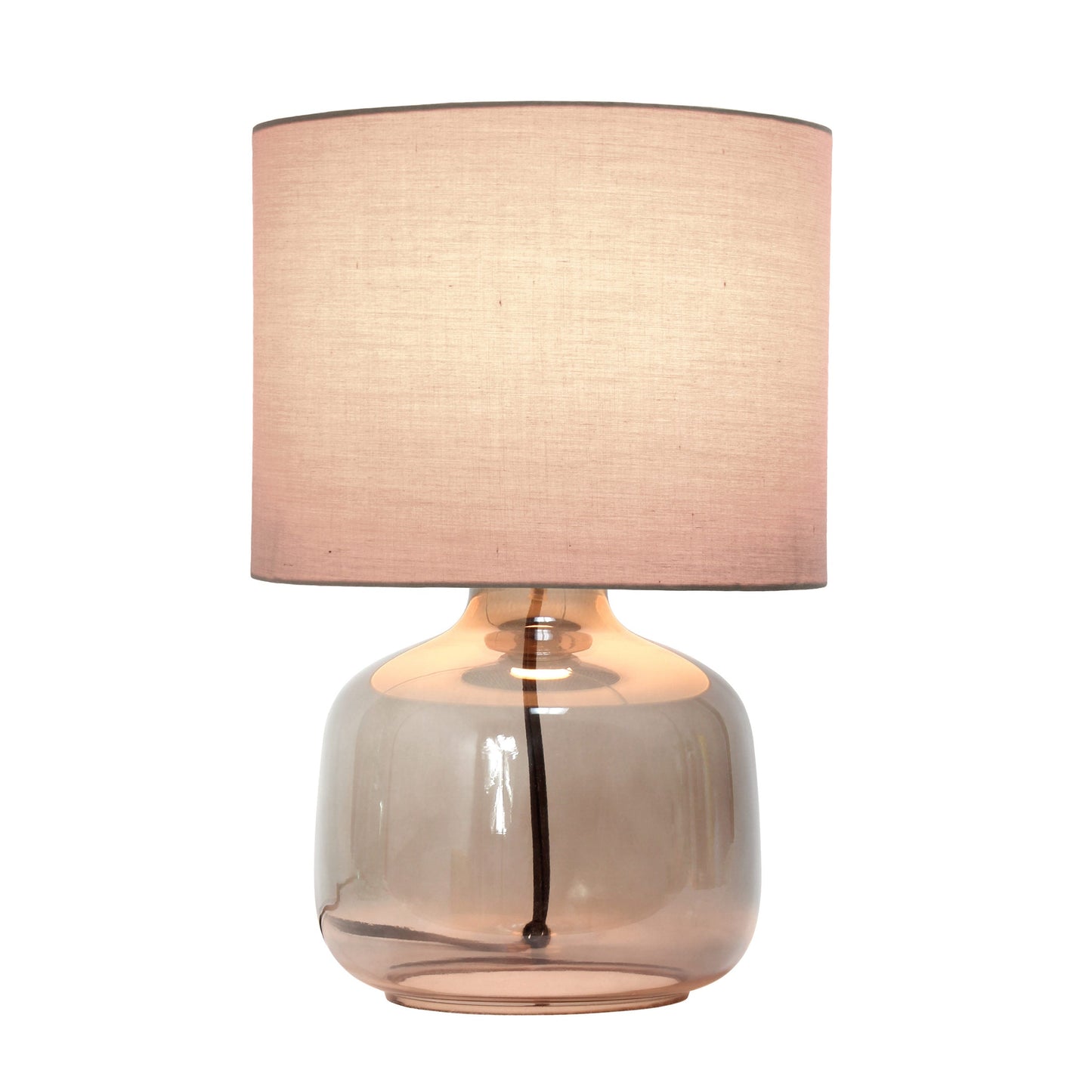 All The Rages Simple Designs Smoke Gray Glass Table Lamp With Gray Fabric Shade