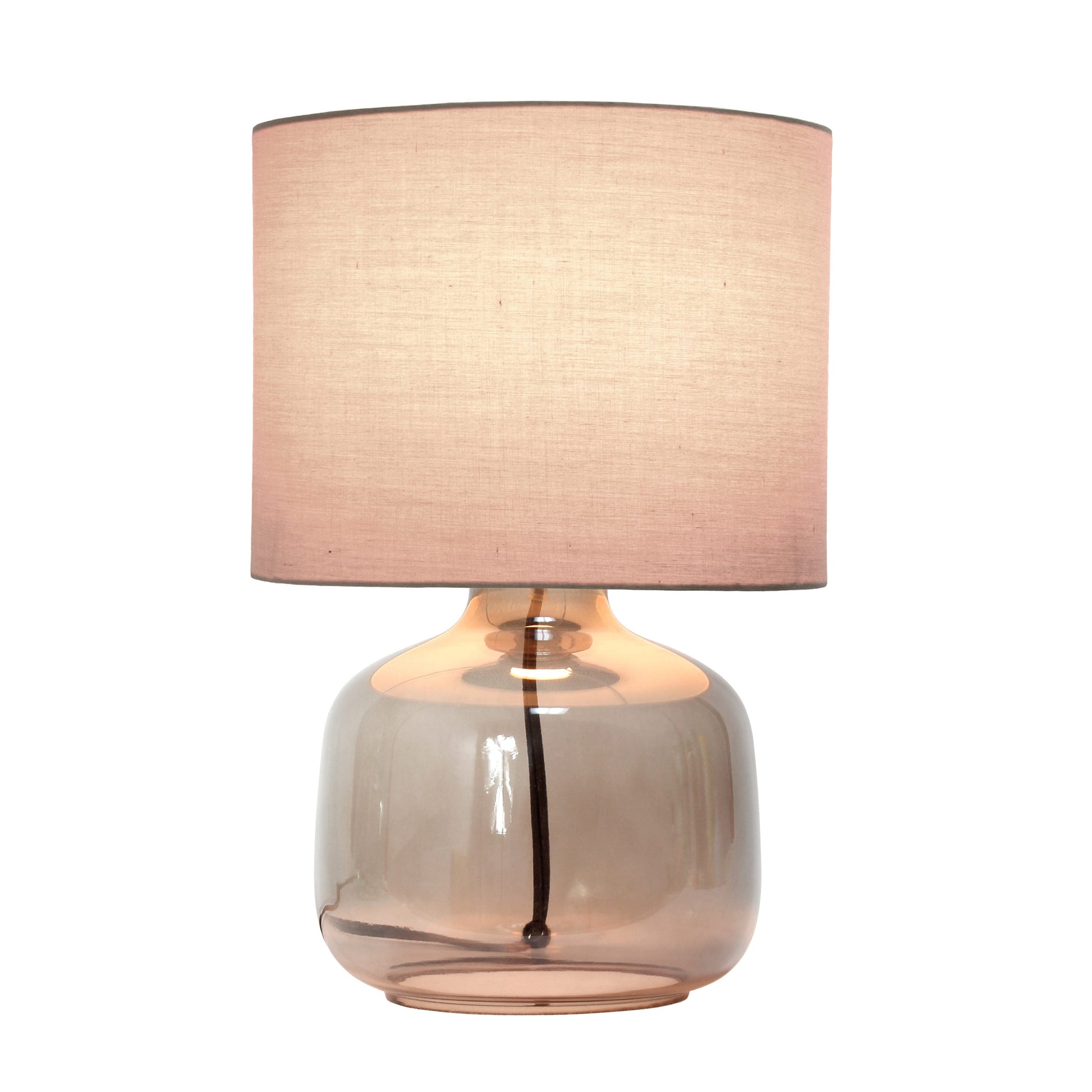 All The Rages Simple Designs Smoke Gray Glass Table Lamp With Gray Fabric Shade