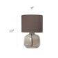 All The Rages Simple Designs Smoke Gray Glass Table Lamp With Gray Fabric Shade