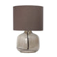 All The Rages Simple Designs Smoke Gray Glass Table Lamp With Gray Fabric Shade