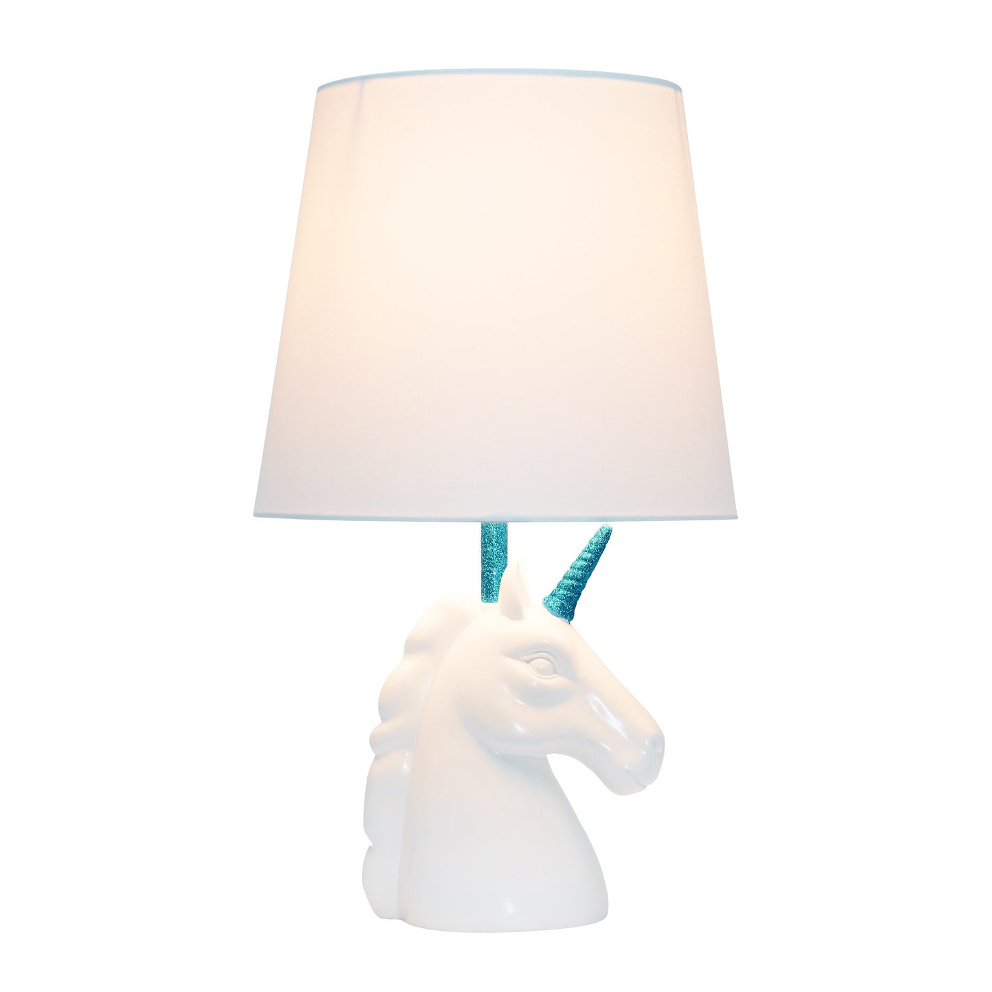 All The Rages Simple Designs Sparkling Blue & White Unicorn Table Lamp