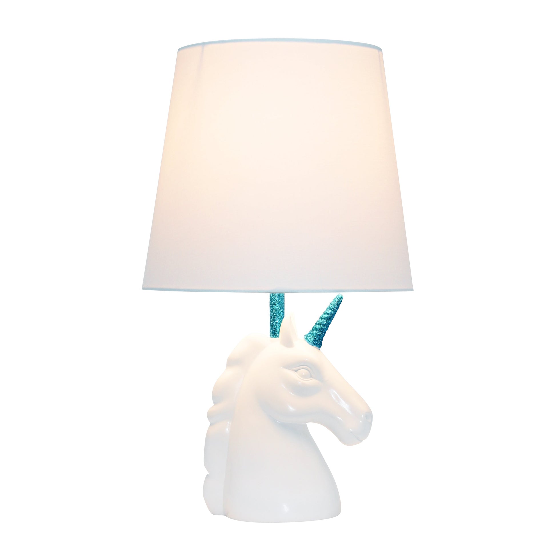 All The Rages Simple Designs Sparkling Blue & White Unicorn Table Lamp