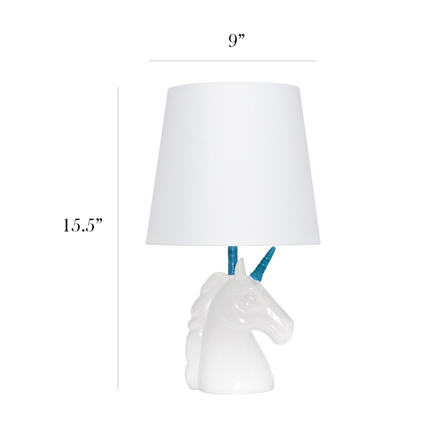 All The Rages Simple Designs Sparkling Blue & White Unicorn Table Lamp