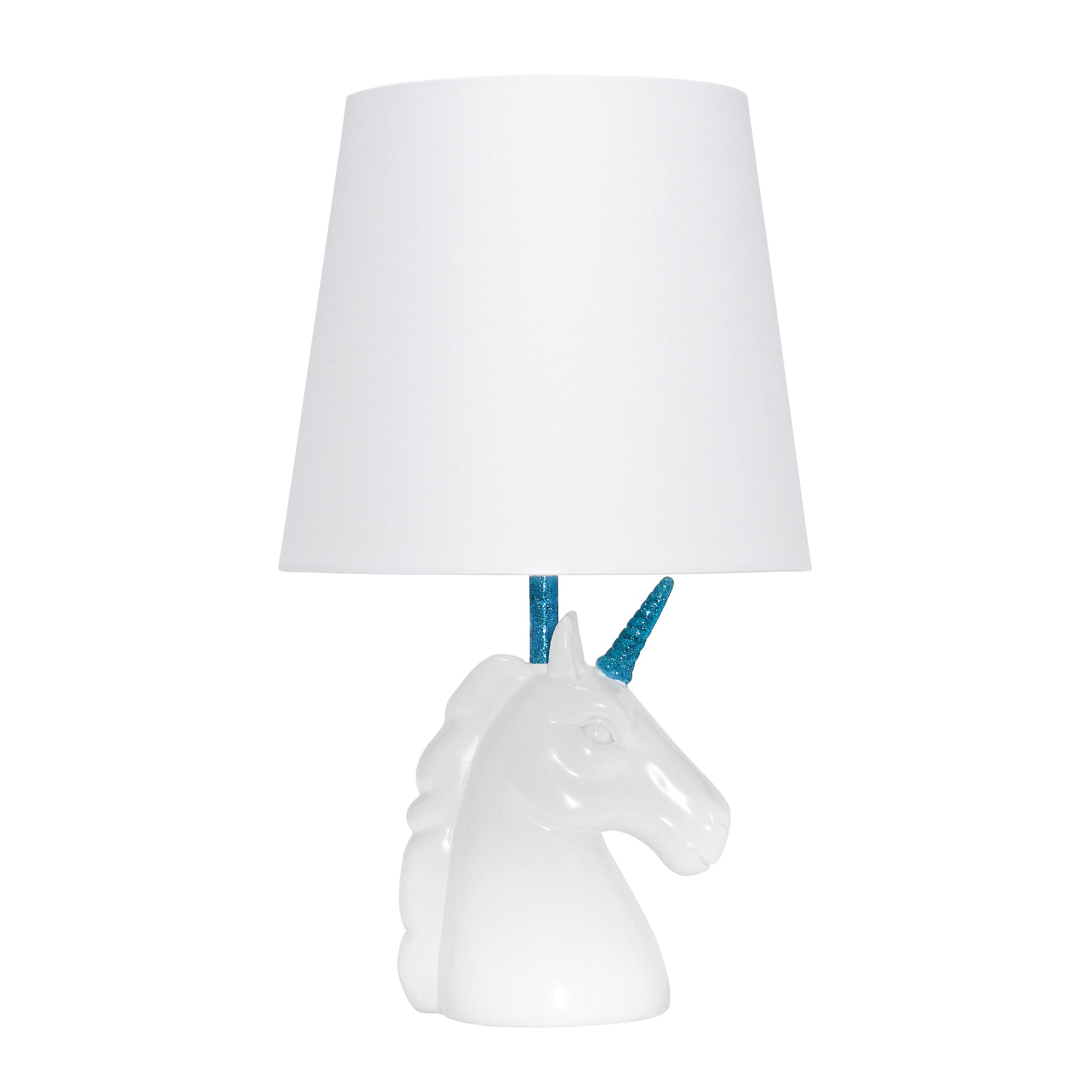 All The Rages Simple Designs Sparkling Blue & White Unicorn Table Lamp