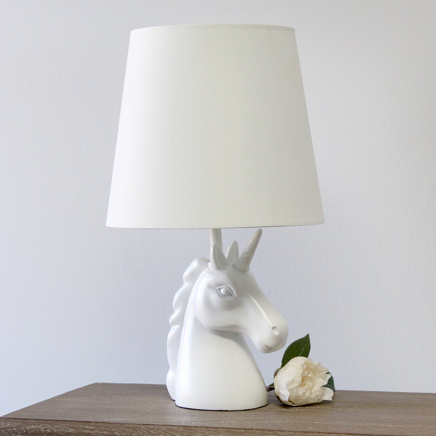 All The Rages Simple Designs Sparkling Iridescent & White Unicorn Table Lamp