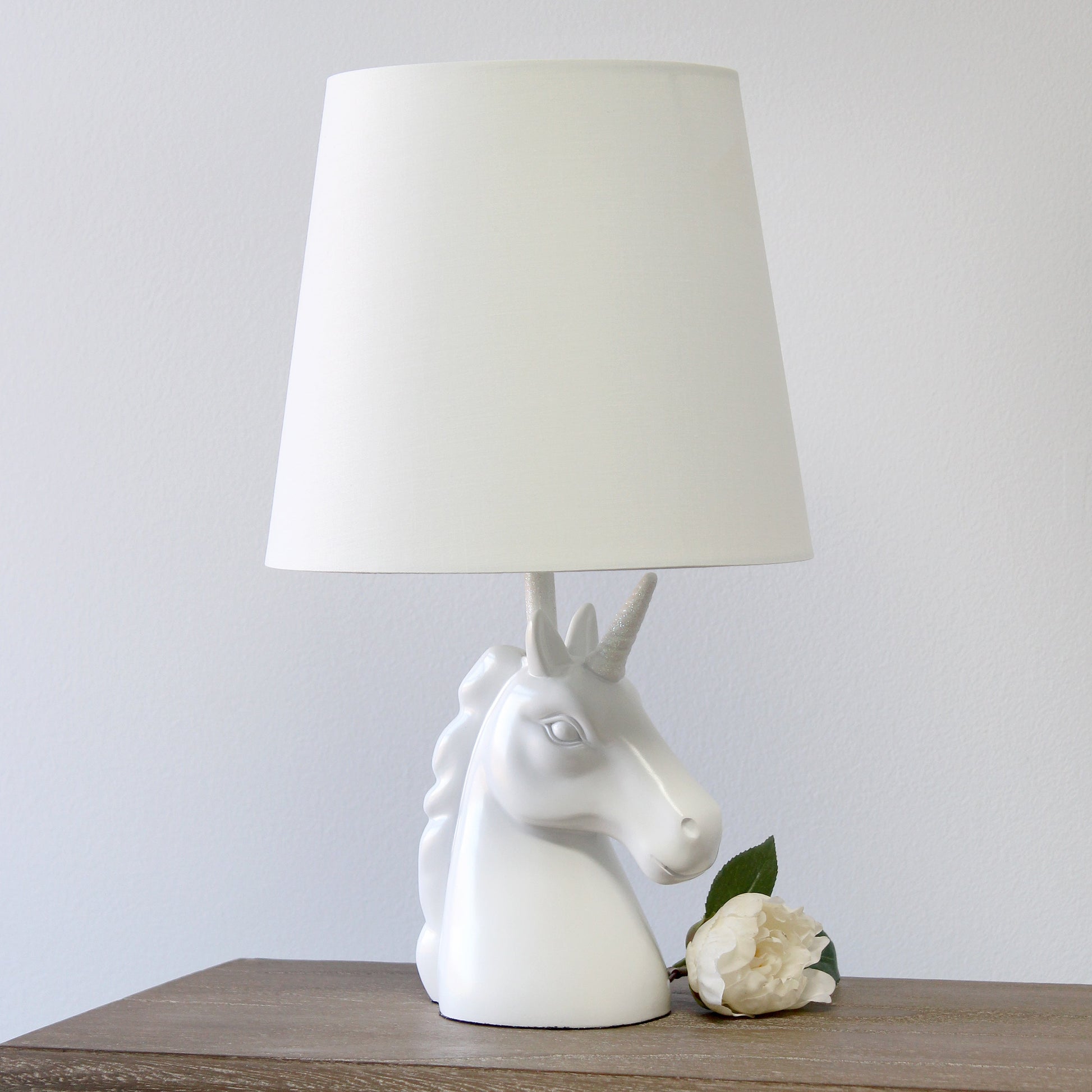 All The Rages Simple Designs Sparkling Iridescent & White Unicorn Table Lamp