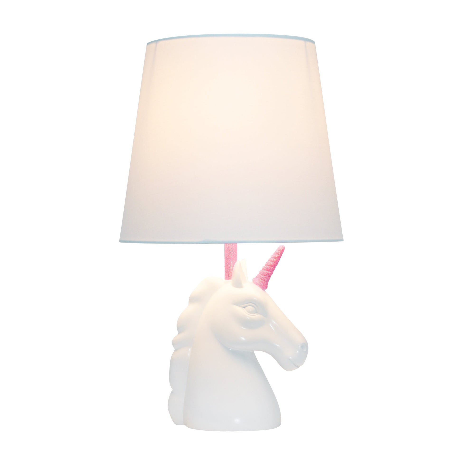All The Rages Simple Designs Sparkling Pink & White Unicorn Table Lamp