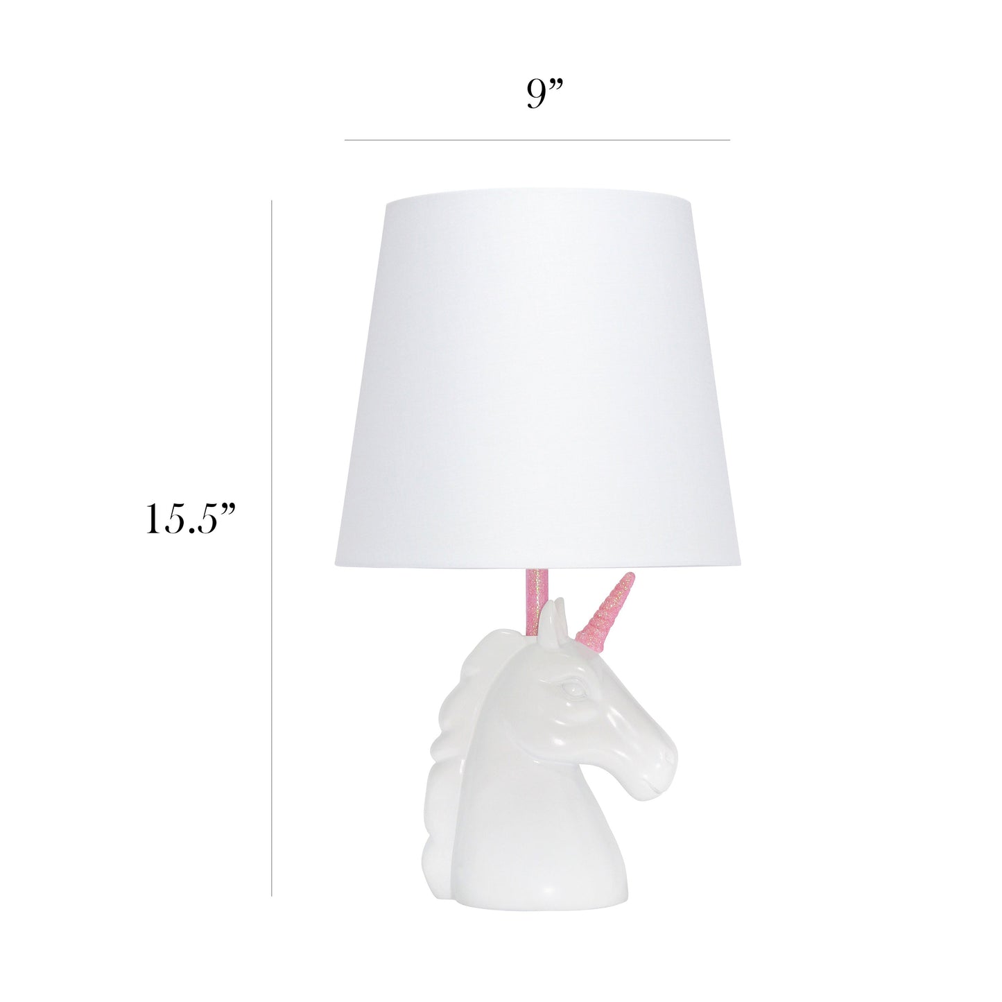 All The Rages Simple Designs Sparkling Pink & White Unicorn Table Lamp