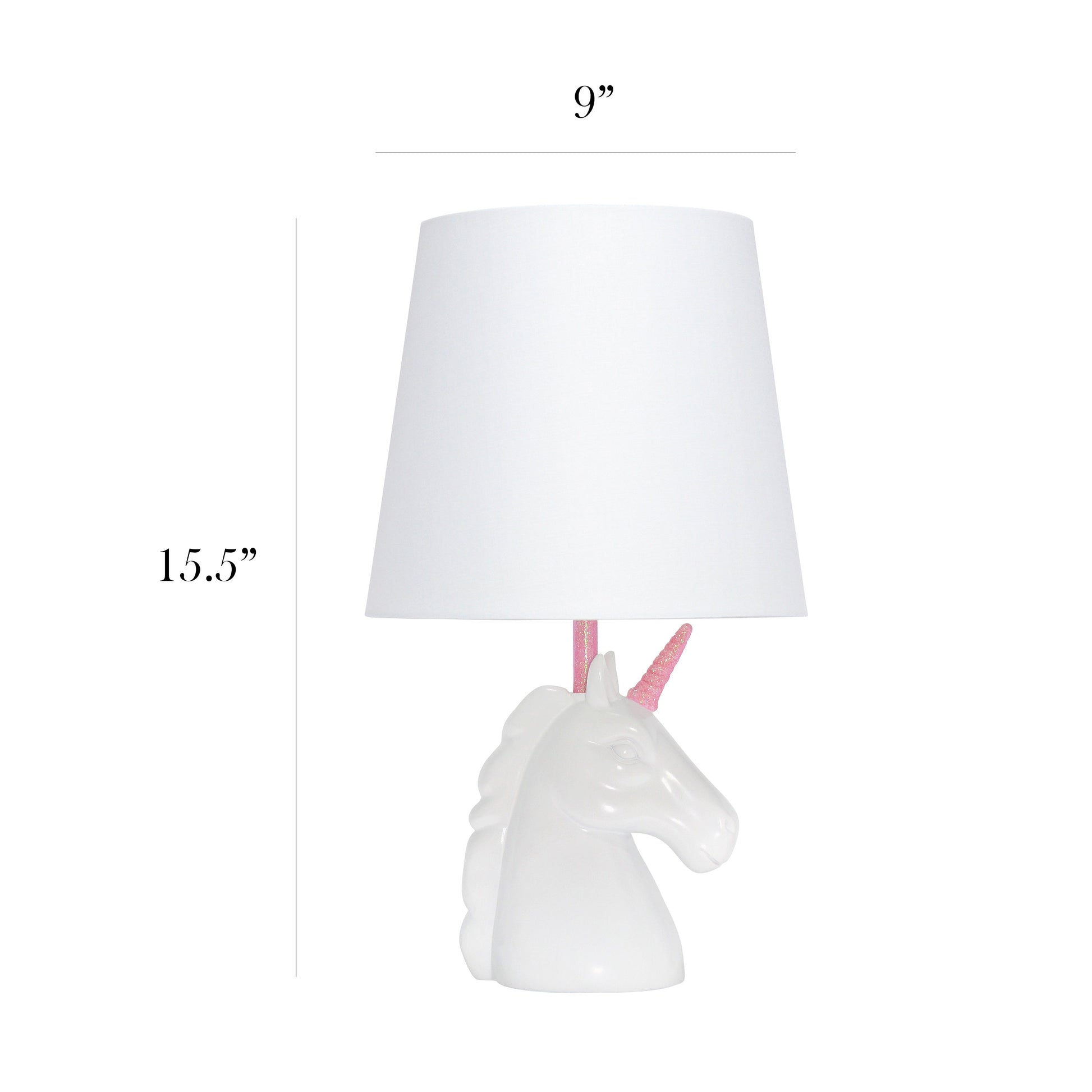 All The Rages Simple Designs Sparkling Pink & White Unicorn Table Lamp