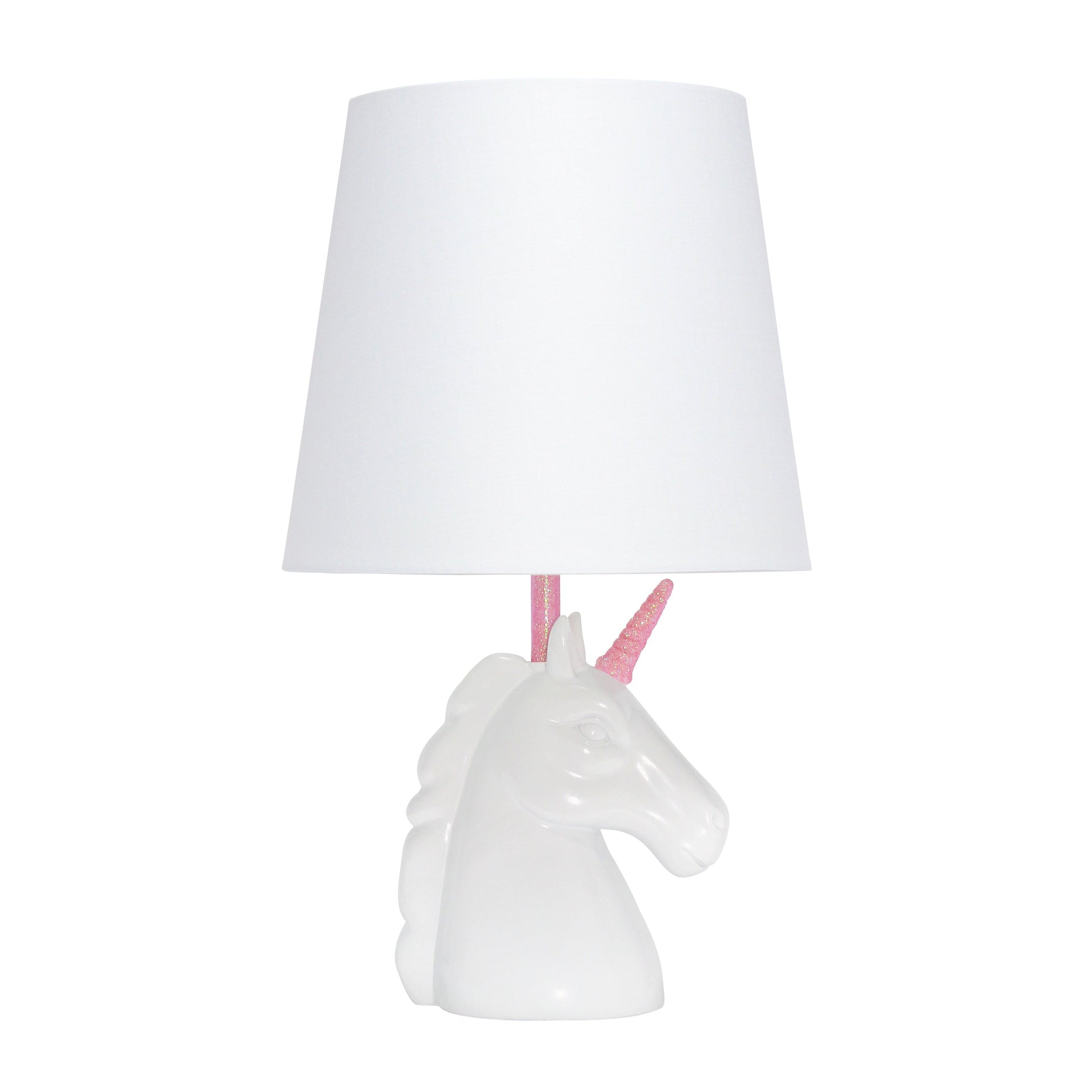 All The Rages Simple Designs Sparkling Pink & White Unicorn Table Lamp
