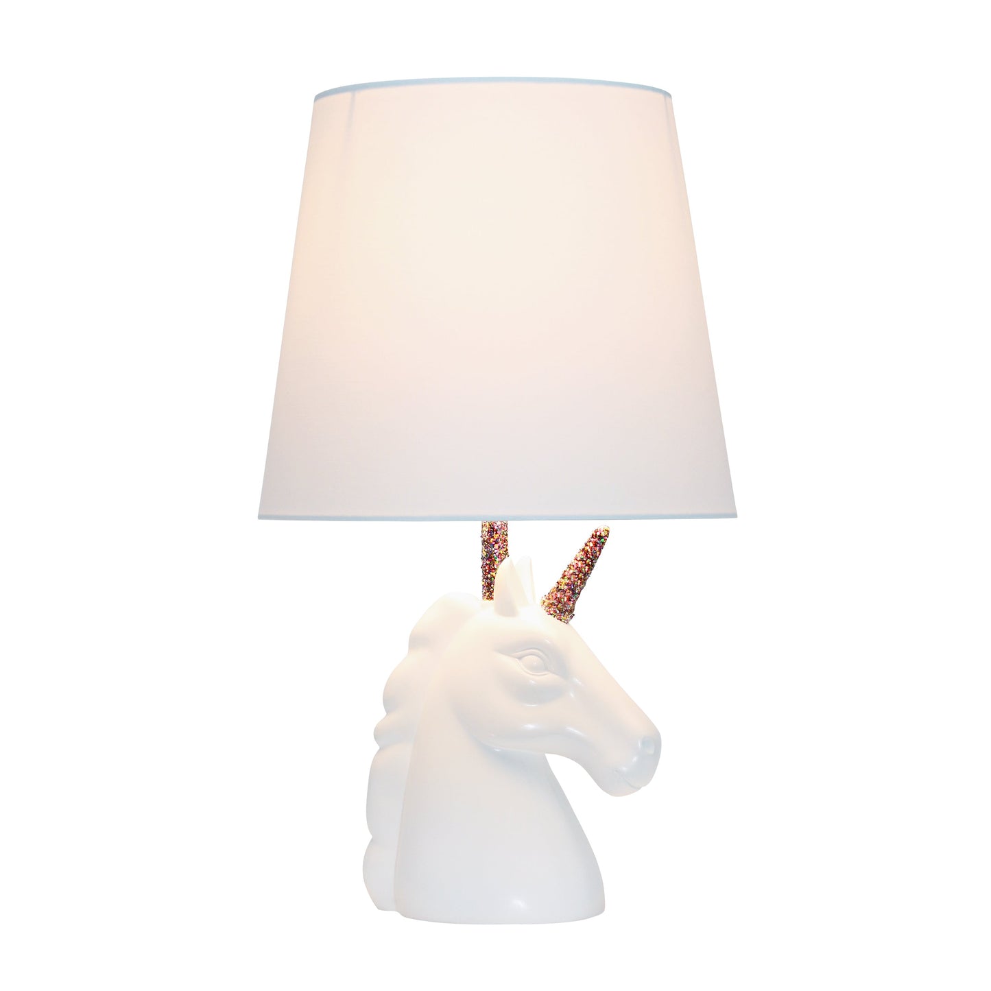 All The Rages Simple Designs Sparkling Rainbow & White Unicorn Table Lamp