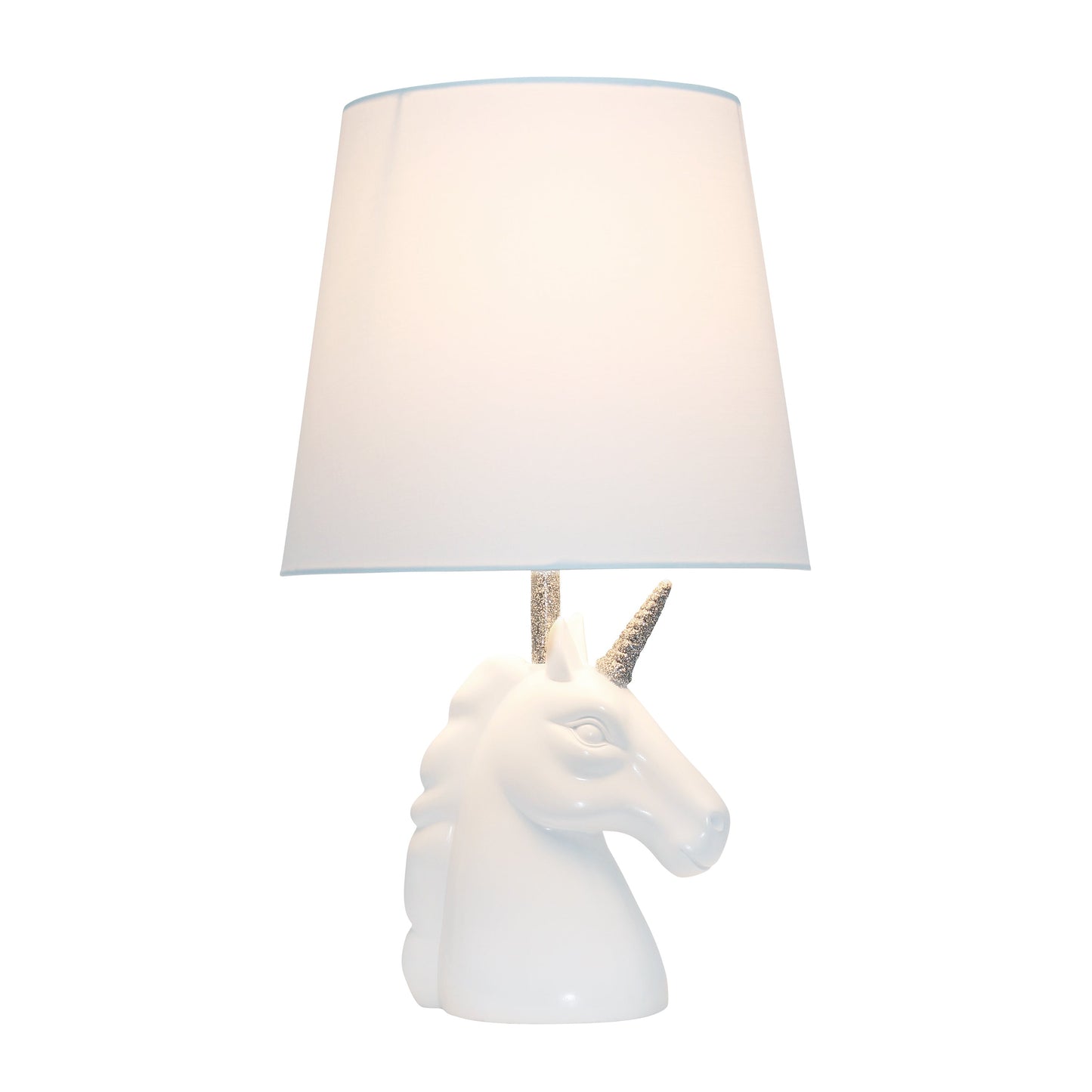 All The Rages Simple Designs Sparkling Silver & White Unicorn Table Lamp