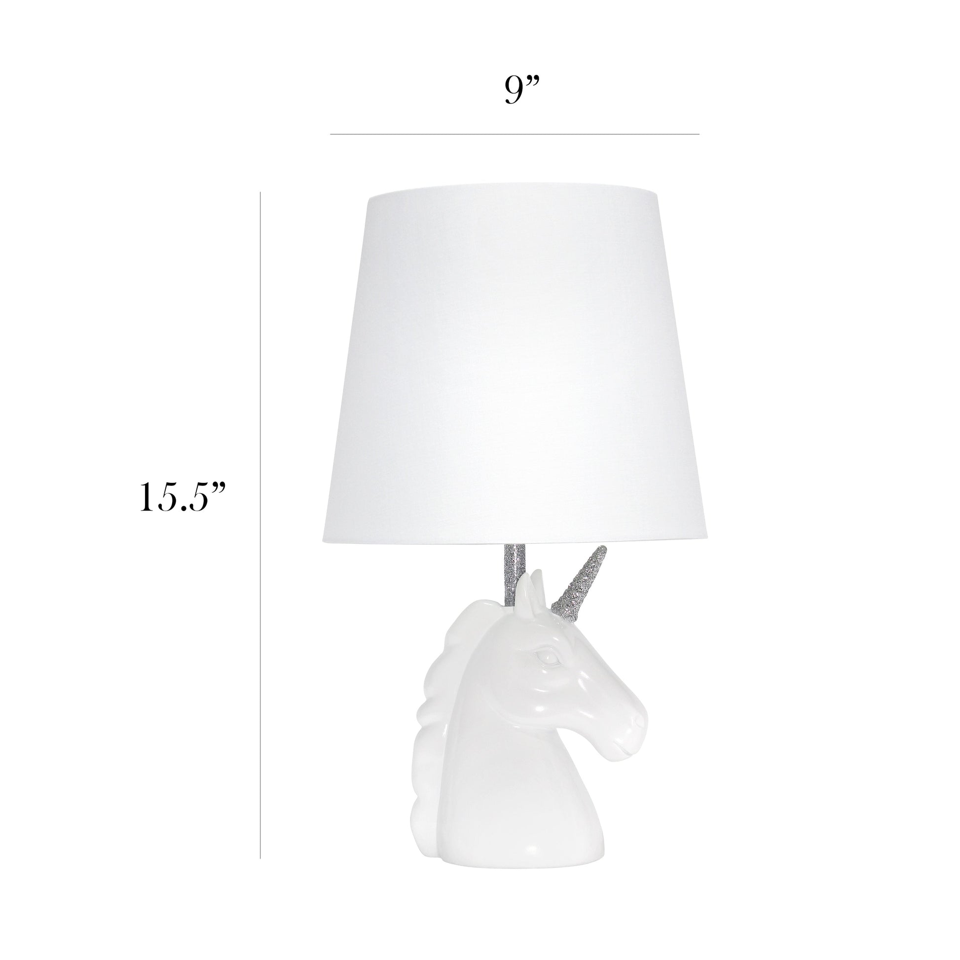 All The Rages Simple Designs Sparkling Silver & White Unicorn Table Lamp