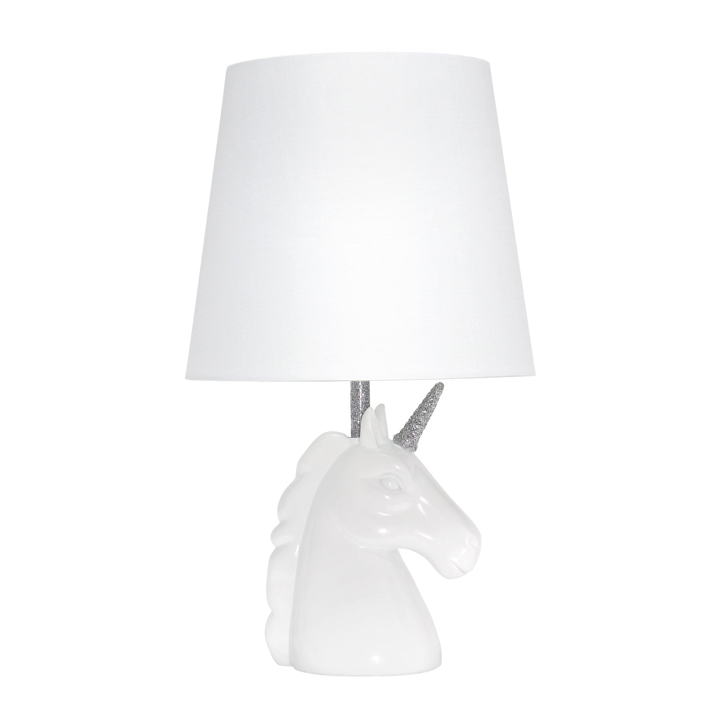 All The Rages Simple Designs Sparkling Silver & White Unicorn Table Lamp