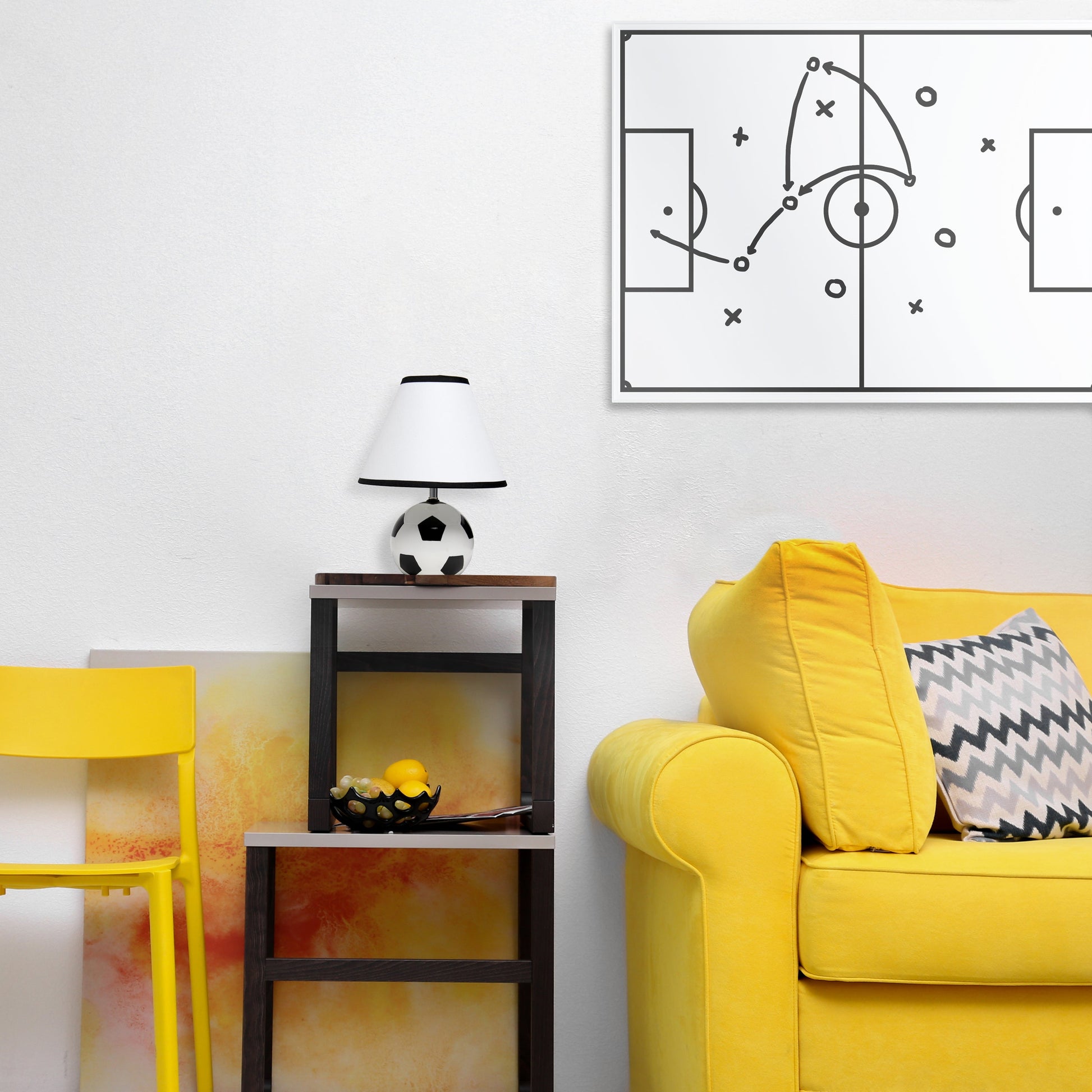 All The Rages Simple Designs SportsLite Black & White 12" Soccer Ball Ceramic Table Lamp With White Empire Fabric Shade