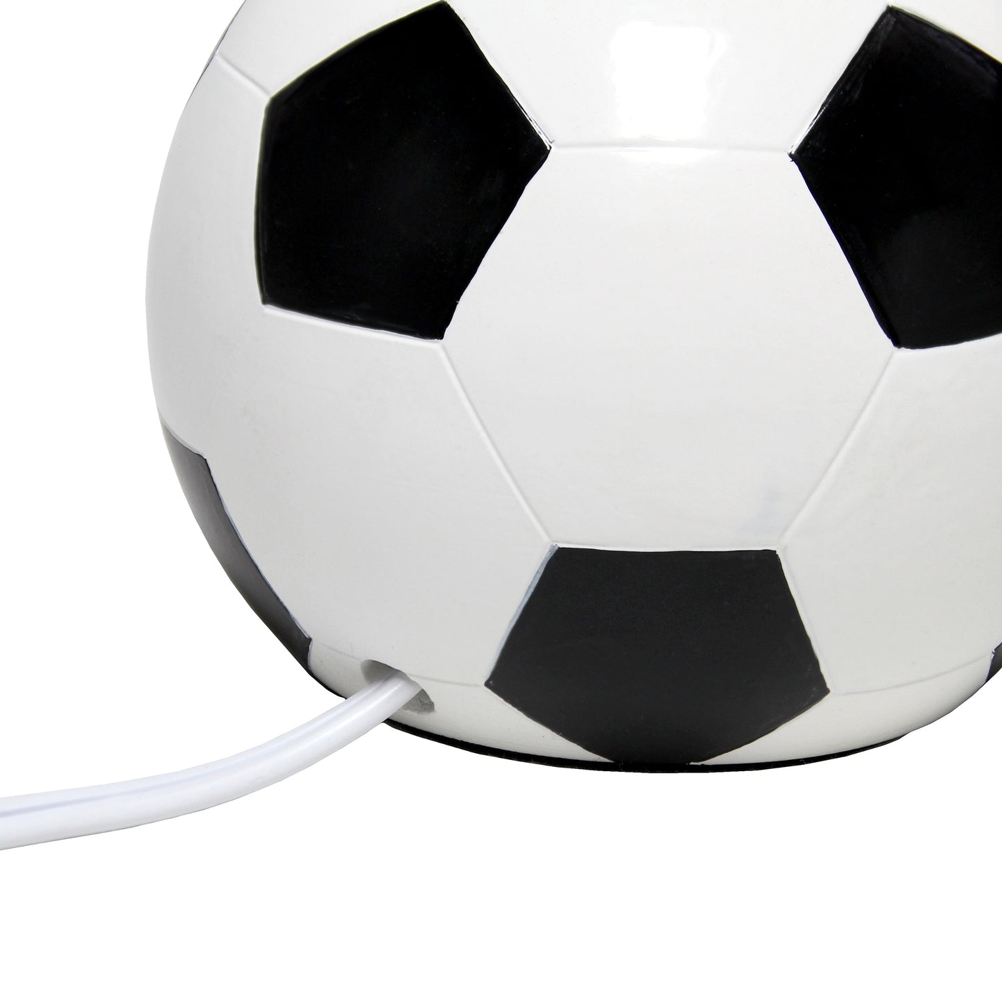 All The Rages Simple Designs SportsLite Black & White 12" Soccer Ball Ceramic Table Lamp With White Empire Fabric Shade