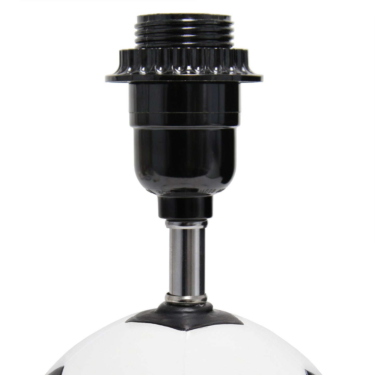 All The Rages Simple Designs SportsLite Black & White 12" Soccer Ball Ceramic Table Lamp With White Empire Fabric Shade