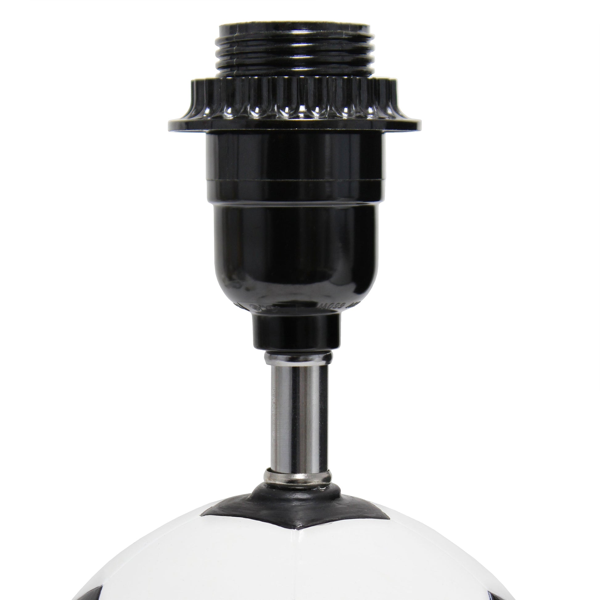 All The Rages Simple Designs SportsLite Black & White 12" Soccer Ball Ceramic Table Lamp With White Empire Fabric Shade