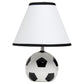 All The Rages Simple Designs SportsLite Black & White 12" Soccer Ball Ceramic Table Lamp With White Empire Fabric Shade