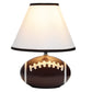 All The Rages Simple Designs SportsLite Brown 12" Football Ceramic Table Lamp With White Empire Fabric Shade
