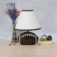 All The Rages Simple Designs SportsLite Brown 12" Football Ceramic Table Lamp With White Empire Fabric Shade