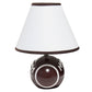 All The Rages Simple Designs SportsLite Brown 12" Football Ceramic Table Lamp With White Empire Fabric Shade