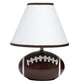 All The Rages Simple Designs SportsLite Brown 12" Football Ceramic Table Lamp With White Empire Fabric Shade