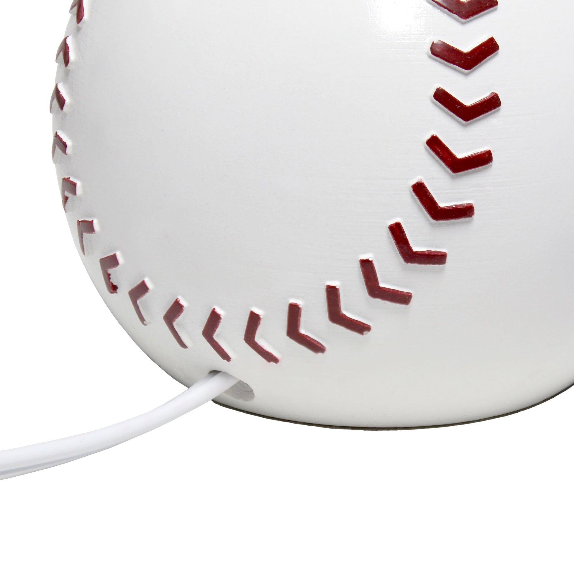 All The Rages Simple Designs SportsLite White 12" Baseball Ceramic Table Lamp With White Empire Fabric Shade