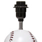 All The Rages Simple Designs SportsLite White 12" Baseball Ceramic Table Lamp With White Empire Fabric Shade