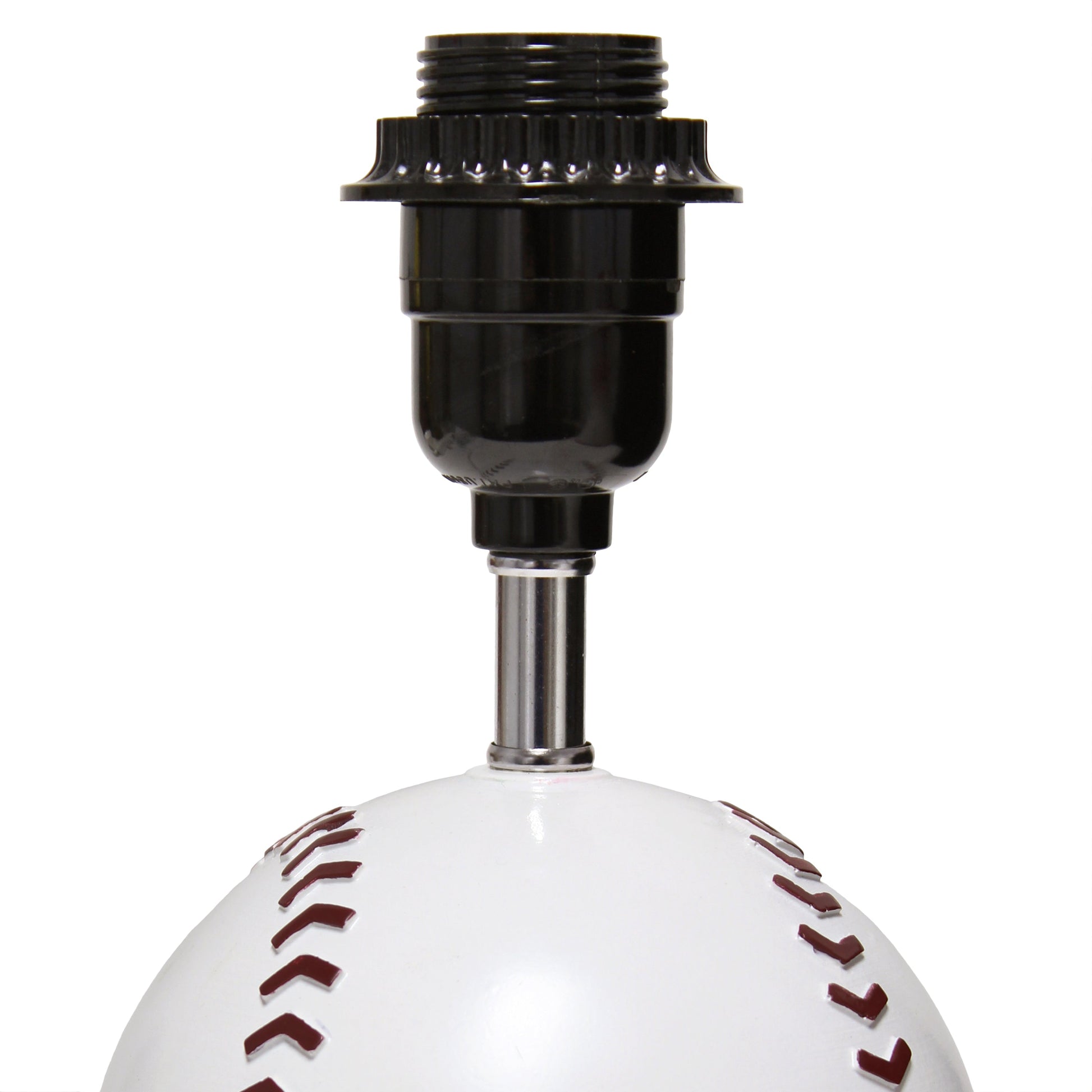 All The Rages Simple Designs SportsLite White 12" Baseball Ceramic Table Lamp With White Empire Fabric Shade