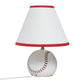 All The Rages Simple Designs SportsLite White 12" Baseball Ceramic Table Lamp With White Empire Fabric Shade