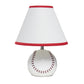 All The Rages Simple Designs SportsLite White 12" Baseball Ceramic Table Lamp With White Empire Fabric Shade