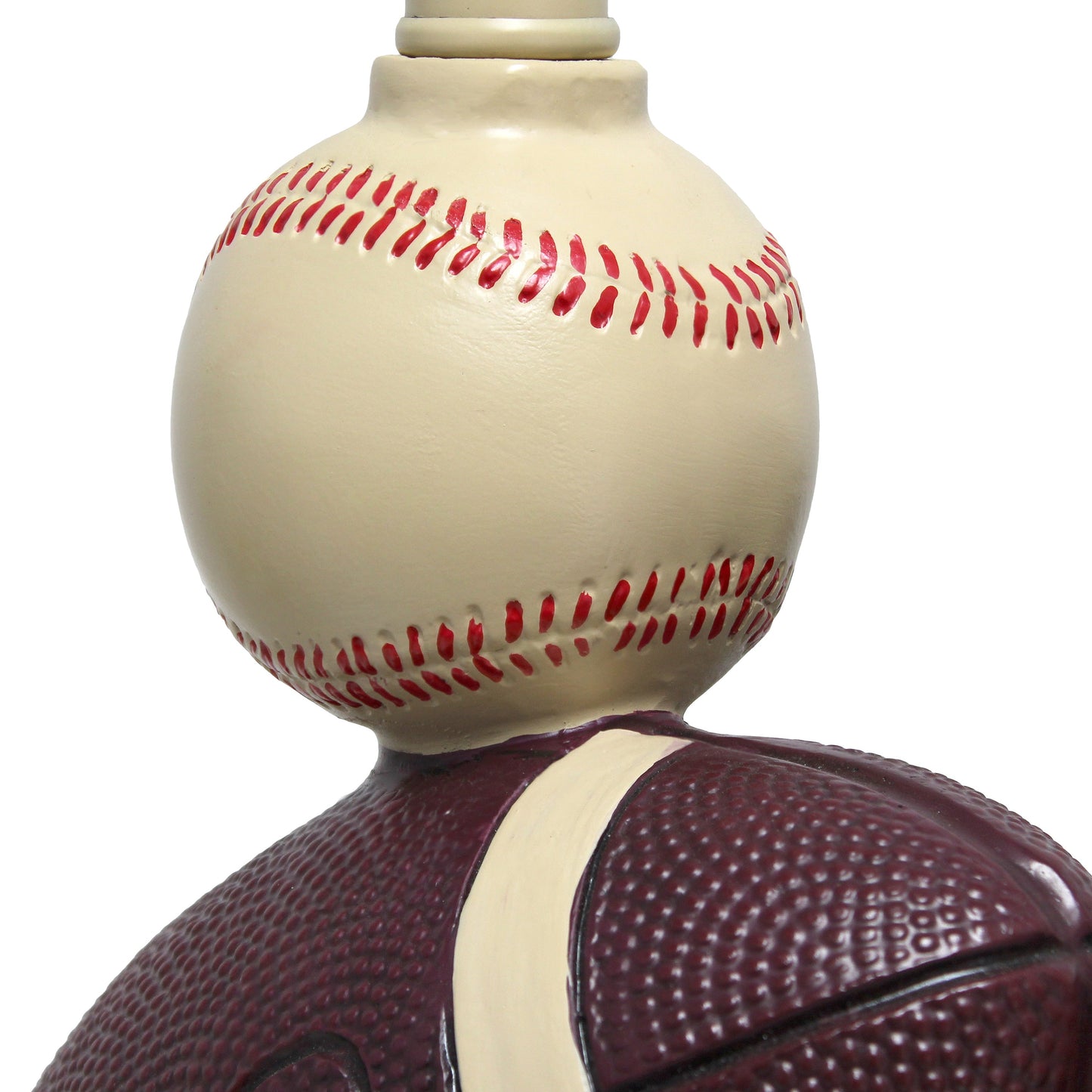 All The Rages Simple Designs SportsLite White 22" Tall Popular Sports Combo Basketball, Baseball, Football Polyresin Table Lamp With Light Beige Tapered Drum Fabric Shade