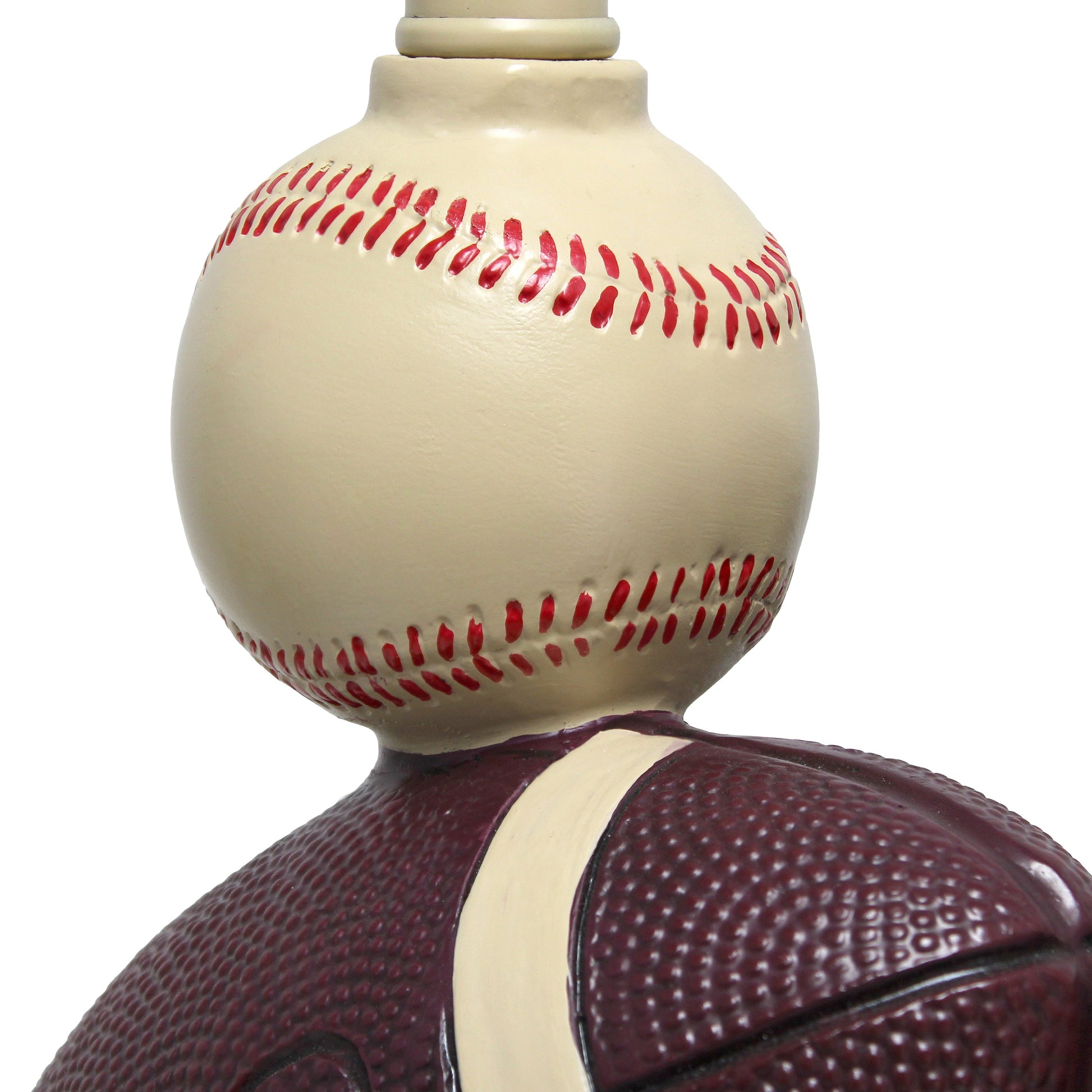 All The Rages Simple Designs SportsLite White 22" Tall Popular Sports Combo Basketball, Baseball, Football Polyresin Table Lamp With Light Beige Tapered Drum Fabric Shade