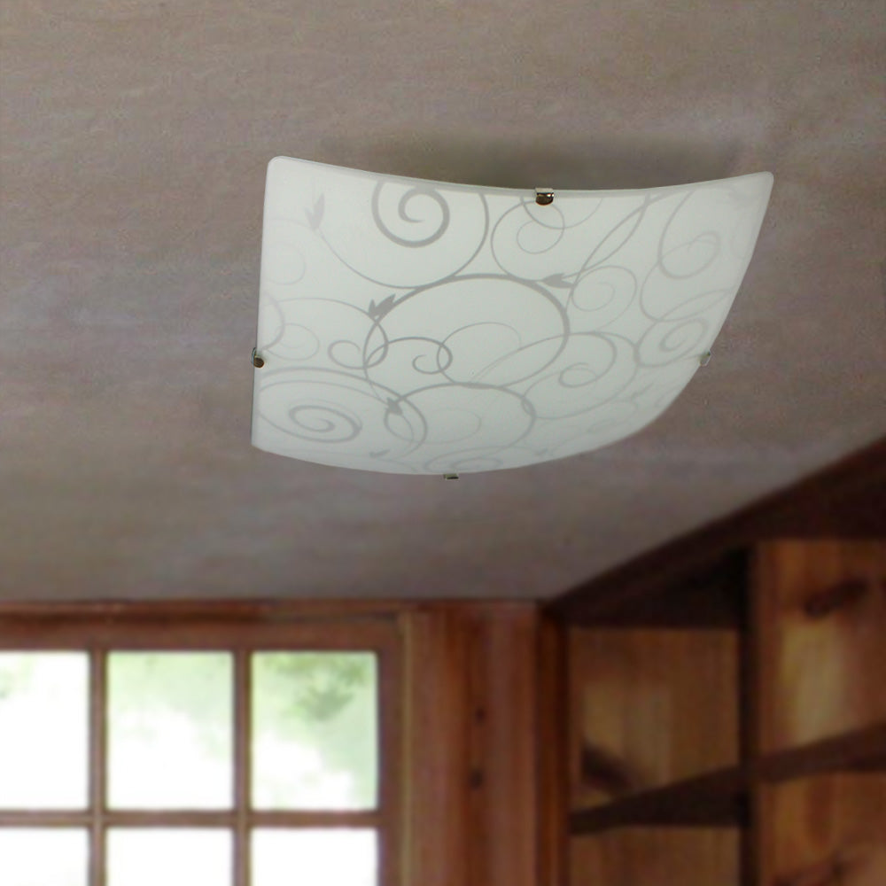 All The Rages Simple Designs Square Flushmount Ceiling Light With Scroll Swirl Design