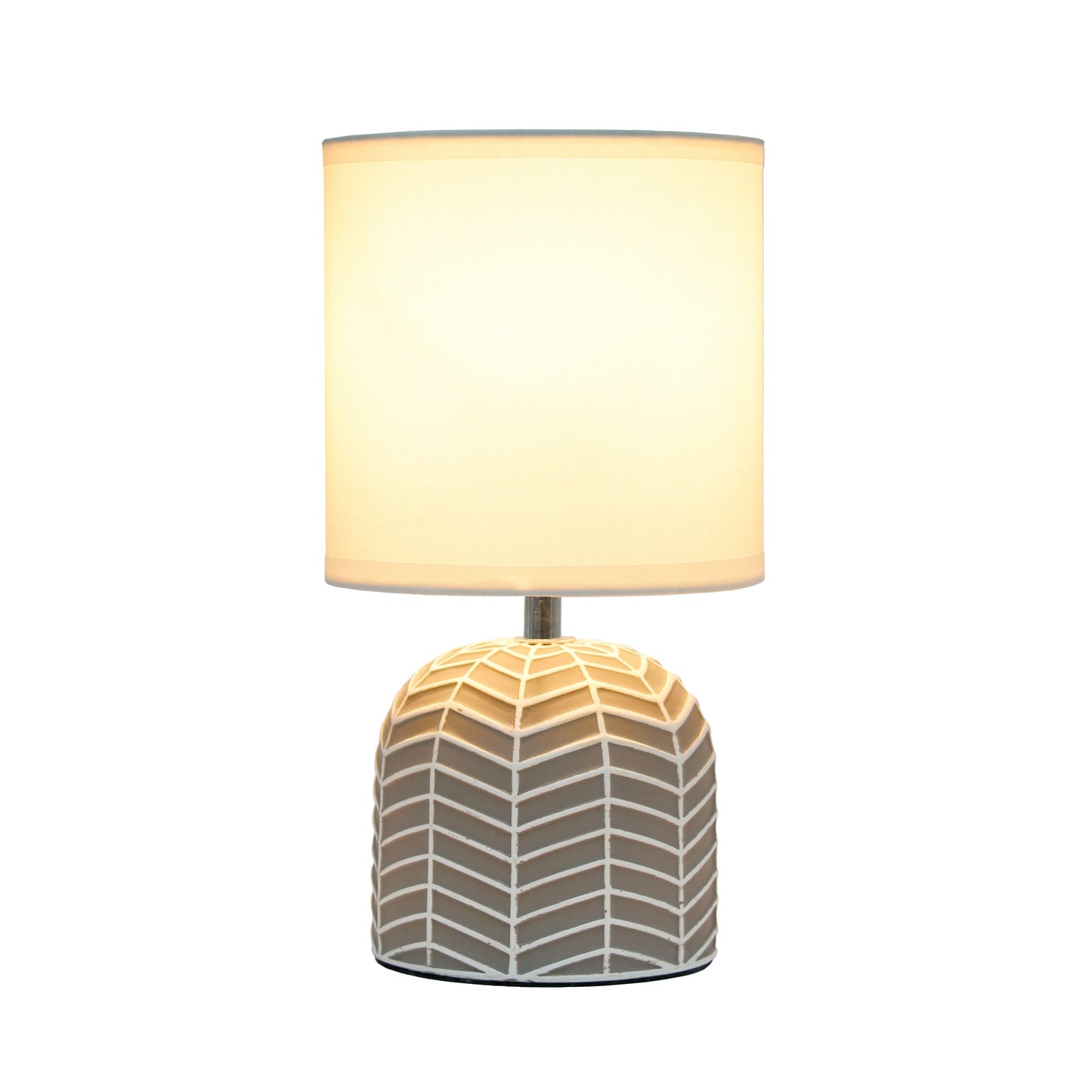 All The Rages Simple Designs Taupe 10" Webbed Waves Base Table Lamp With White Fabric Drum Shade